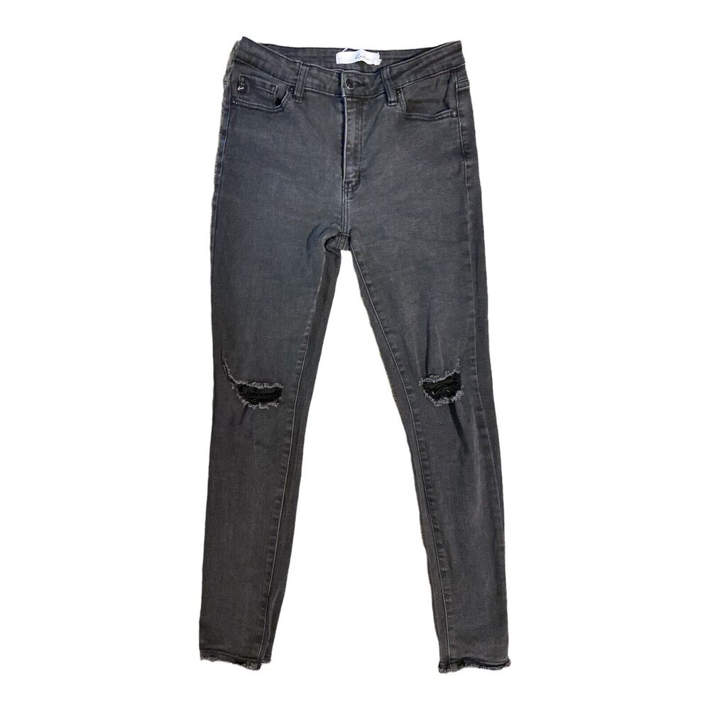 KanCan Skinny Womens Raw Skinny Distressed Denim Black Gray Jeans Actual 9/28